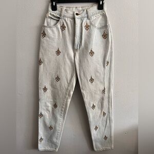 Monique Jeans Straight Leg with Gold and Diamond Embroidery